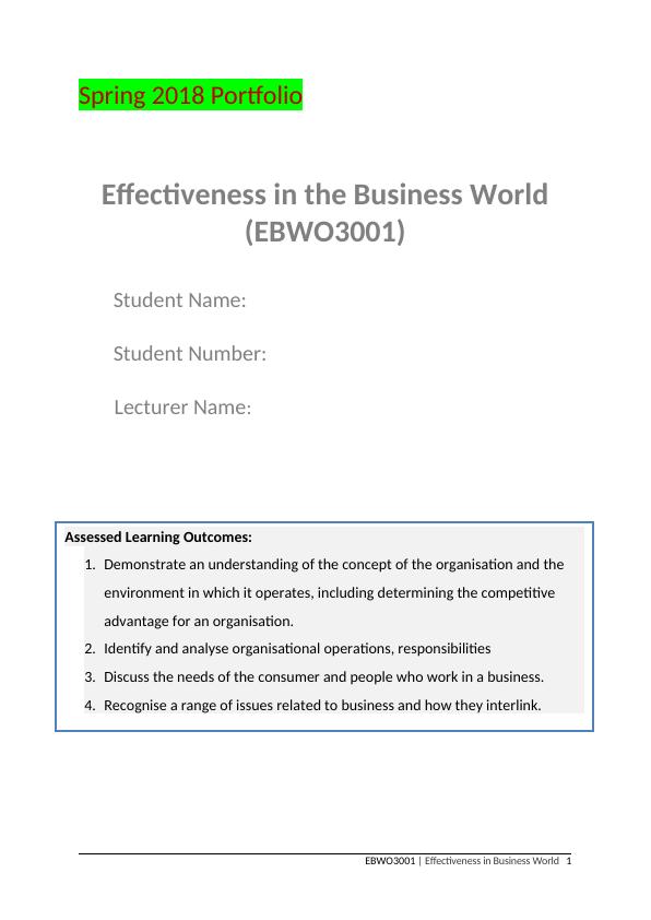 Effectiveness in the Business World_1