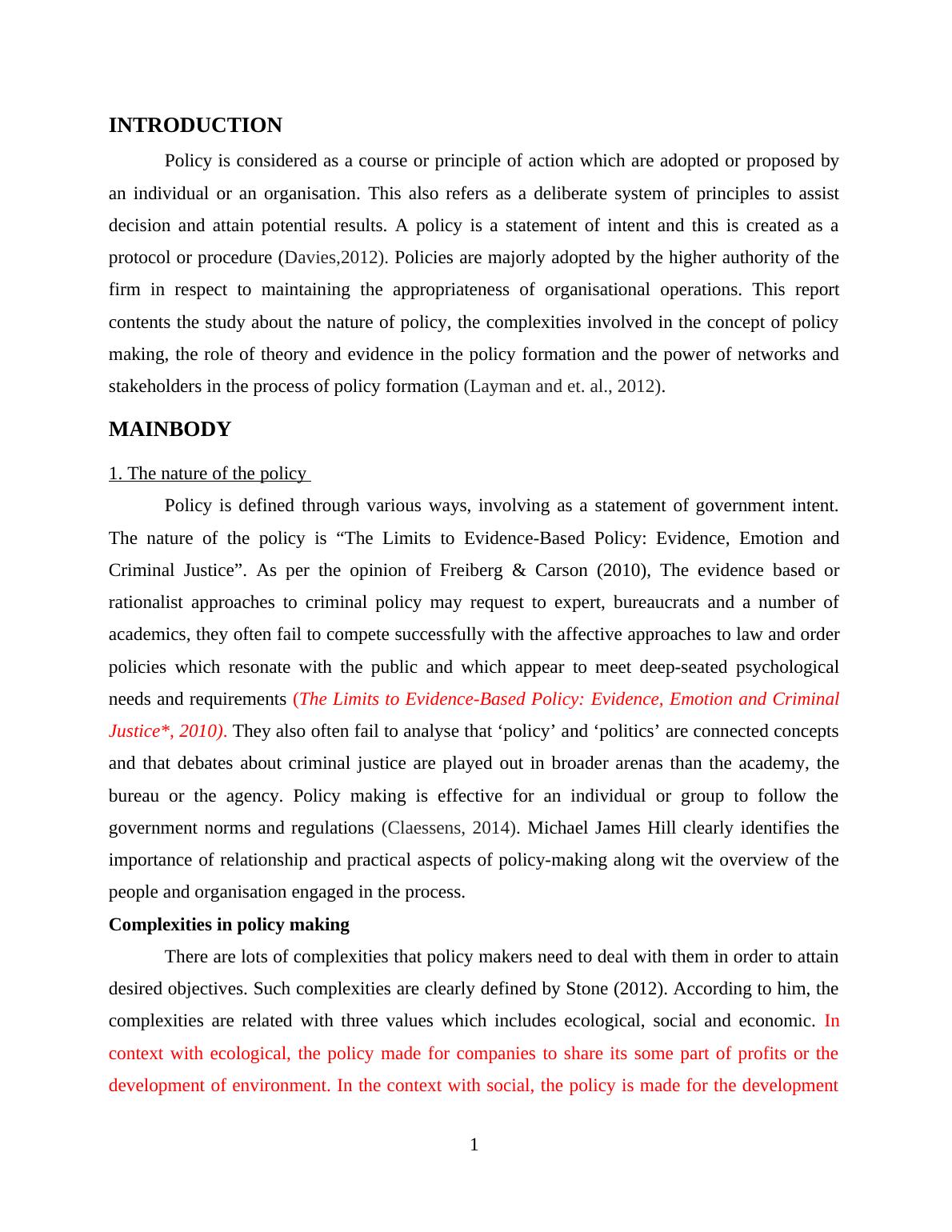 assignment of policy analysis