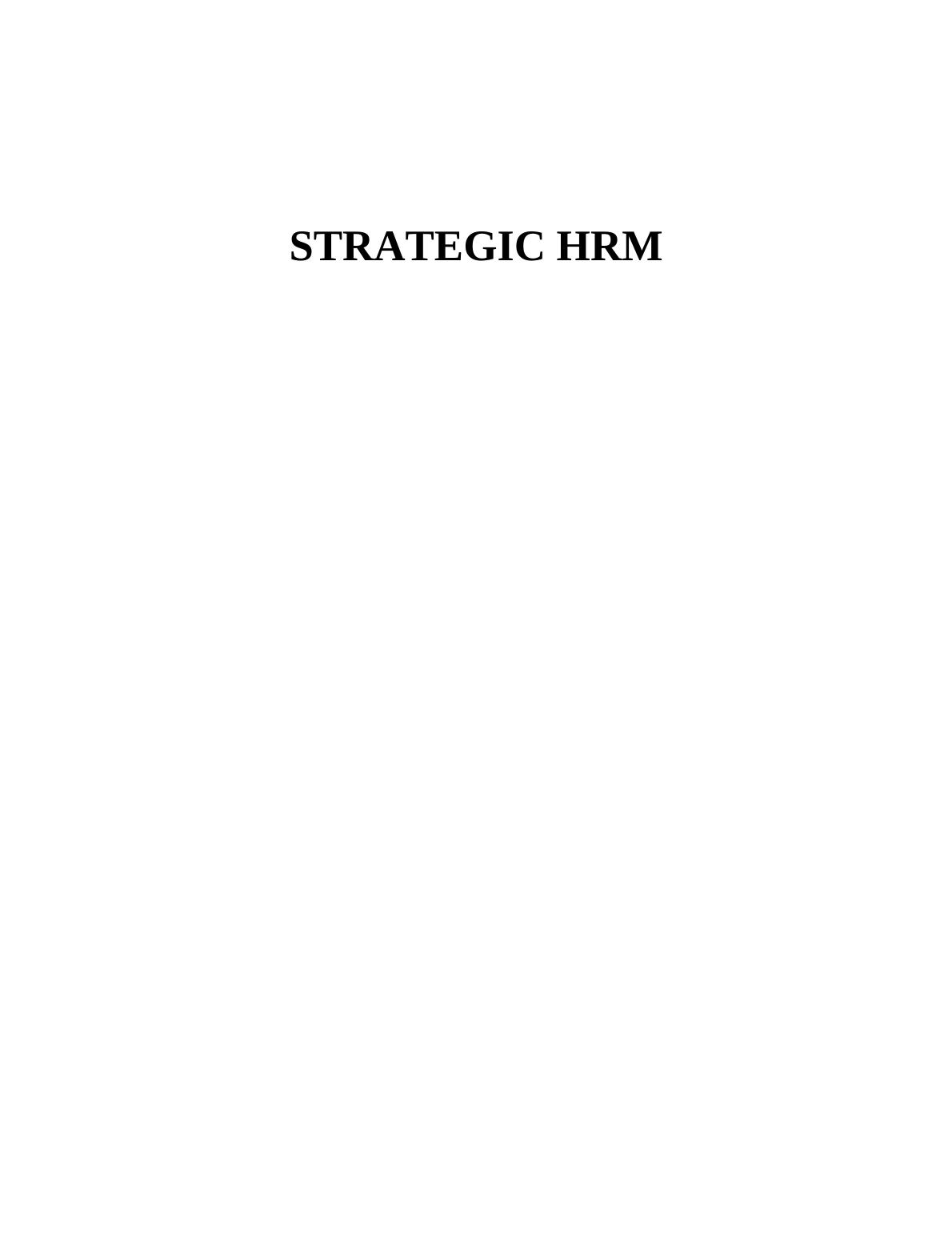 strategic hrm assignment