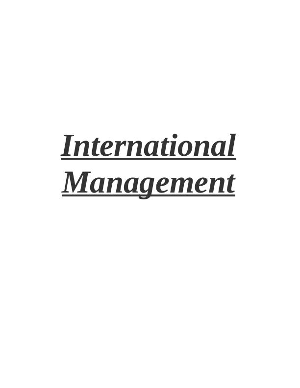 International Management Assignment - Shonteur Inc_1
