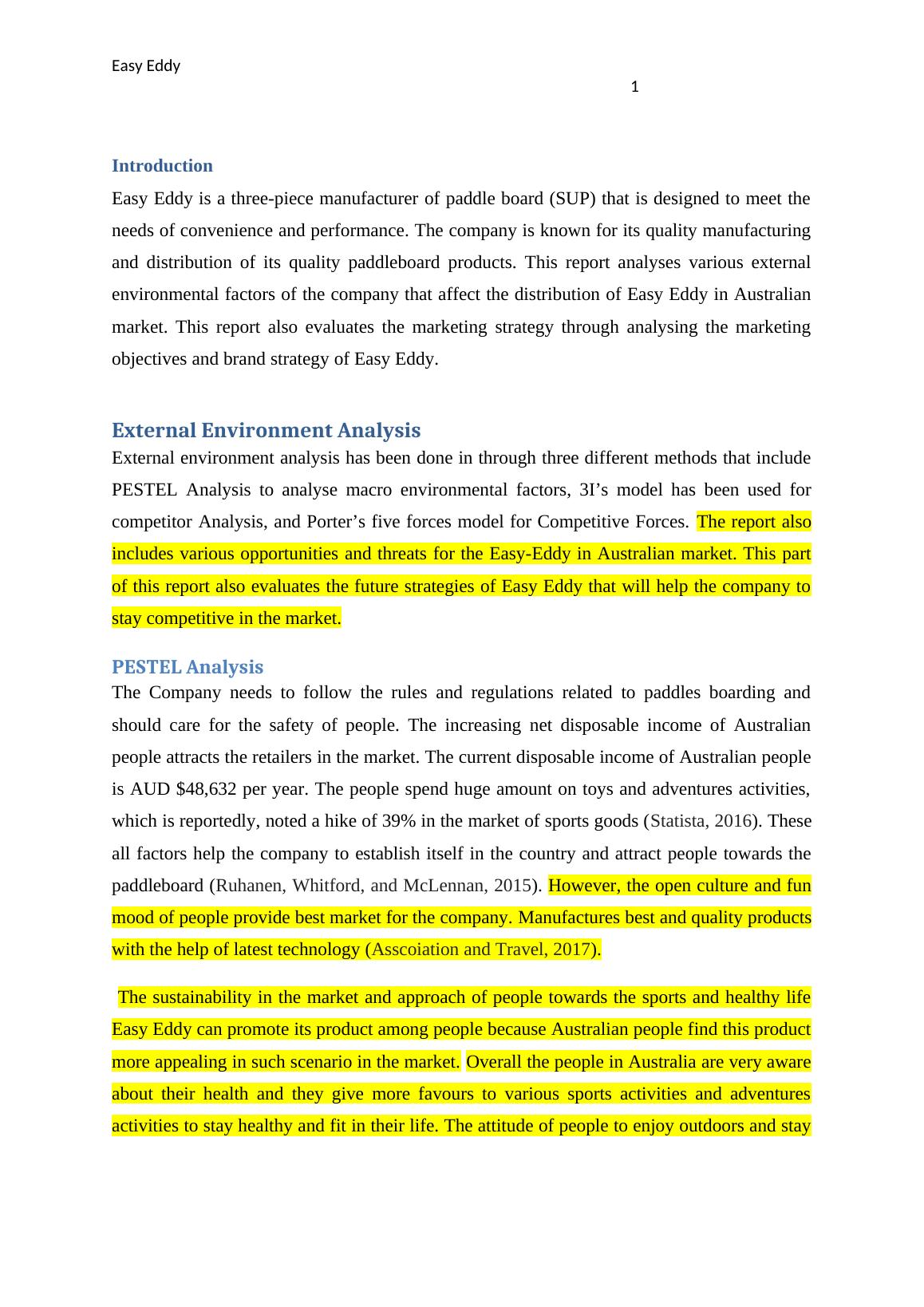 Easy Eddy External Environment Analysis and Marketing Strategy