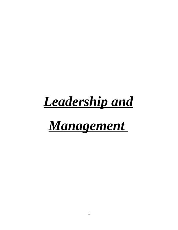 Leadership and Management Solved Assignment (Doc)_1