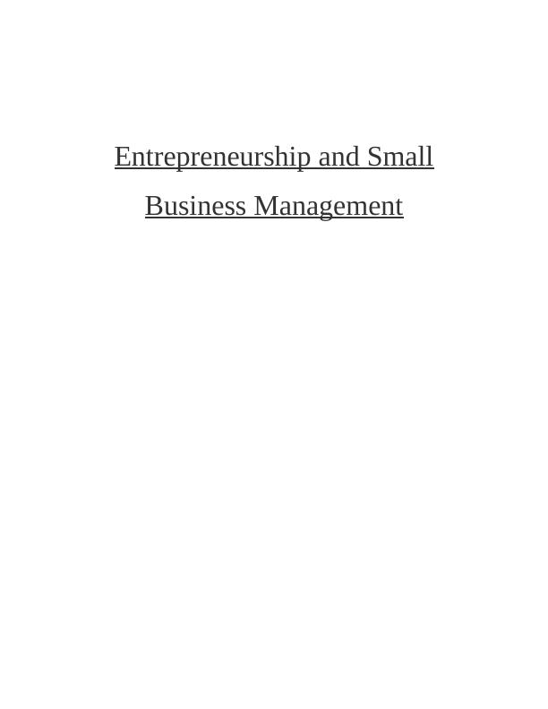 Entrepreneurship and Small Business Management Importance: Doc_1