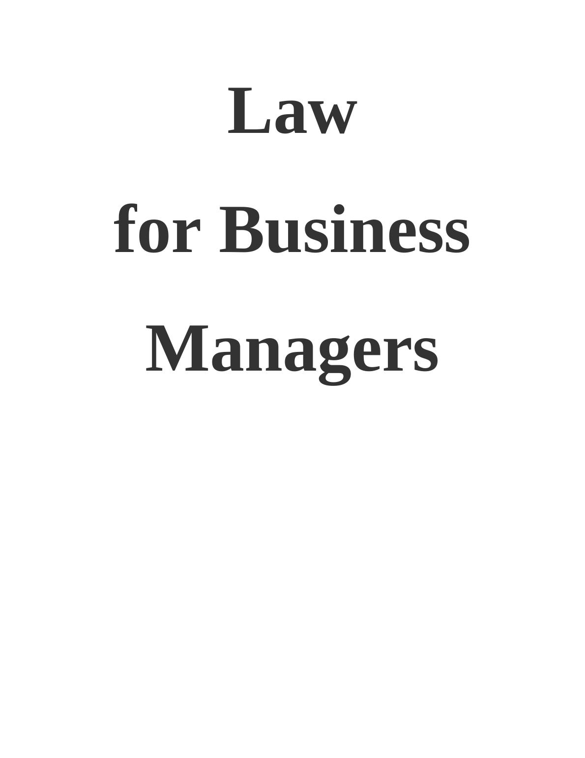 Law for Business Managers INTRODUCTION_1