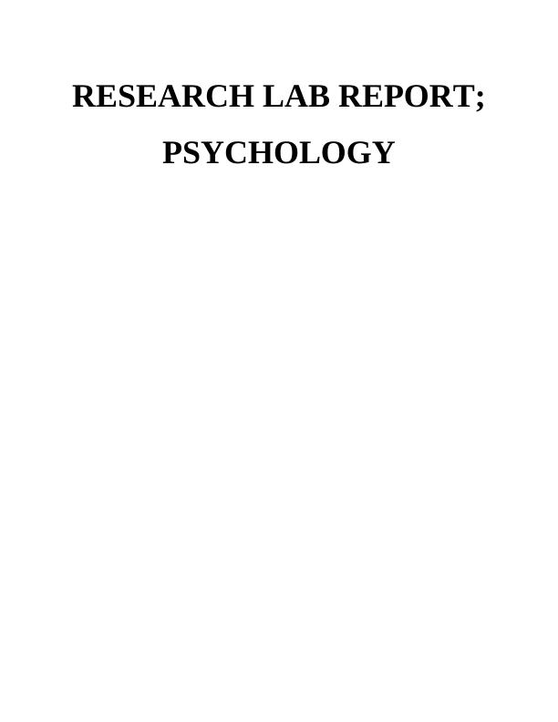 research reports in psychology