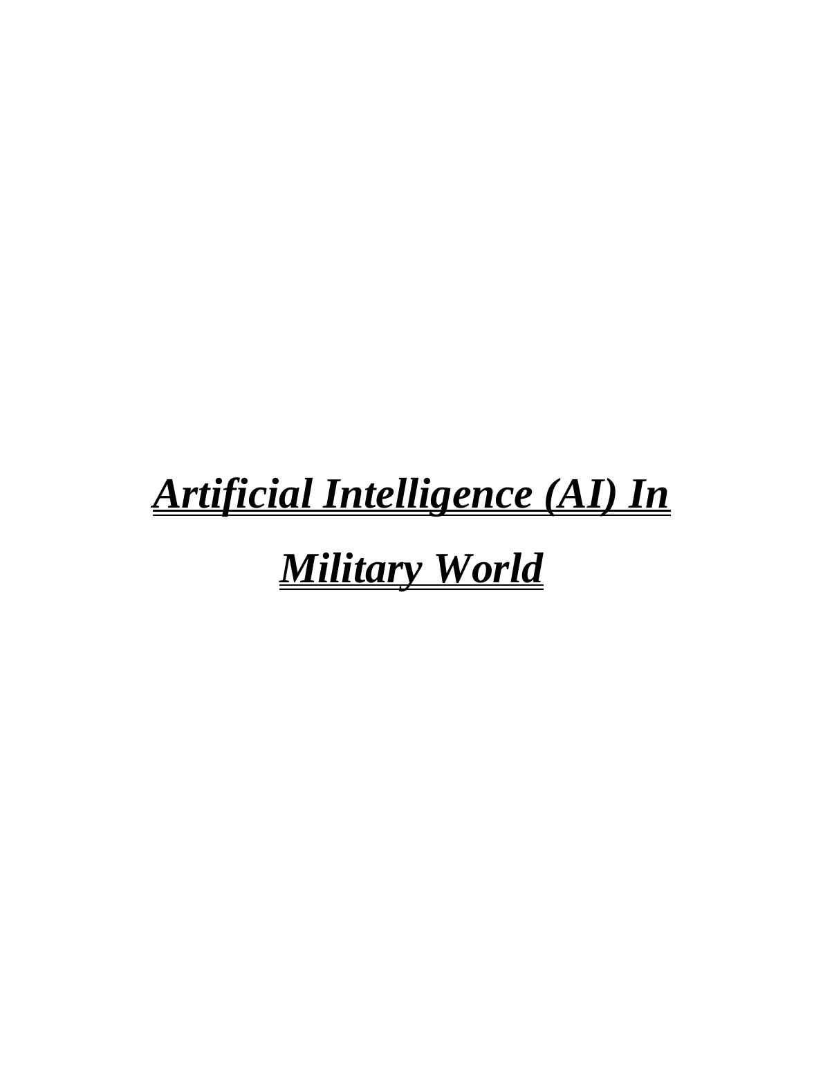 Artificial Intelligence In Military