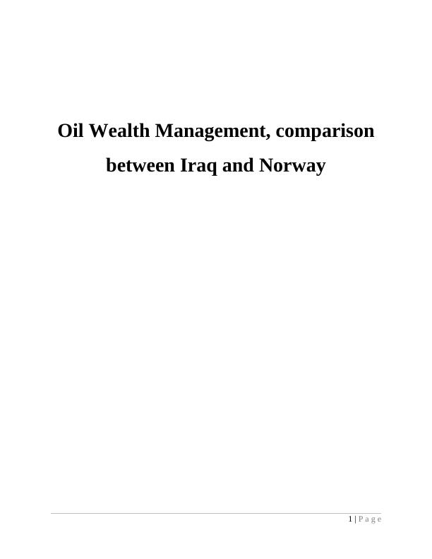Oil Wealth Management Assignment PDF