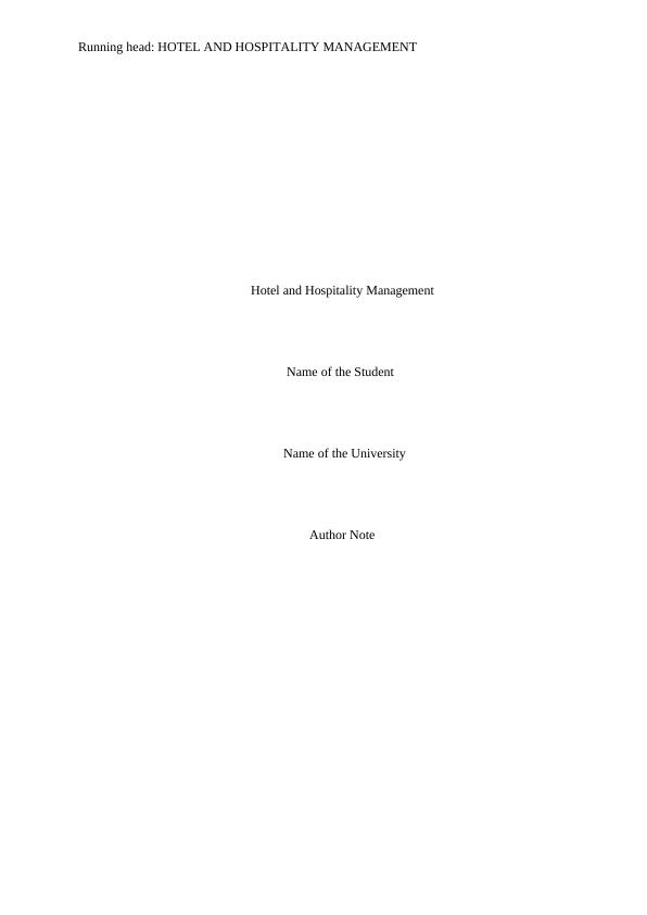 Hospitality Management Assignment (Doc)_1