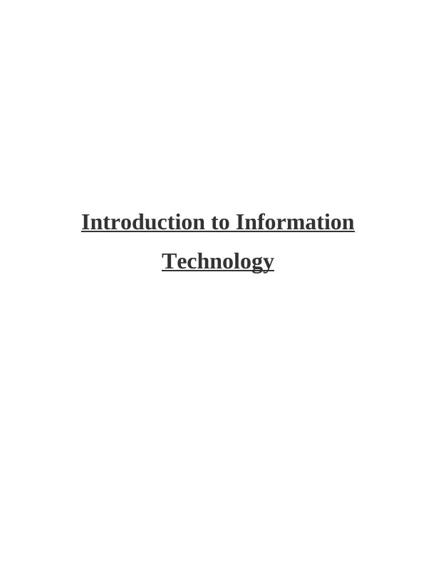 Introduction on Information Technology Sample Assignment_1