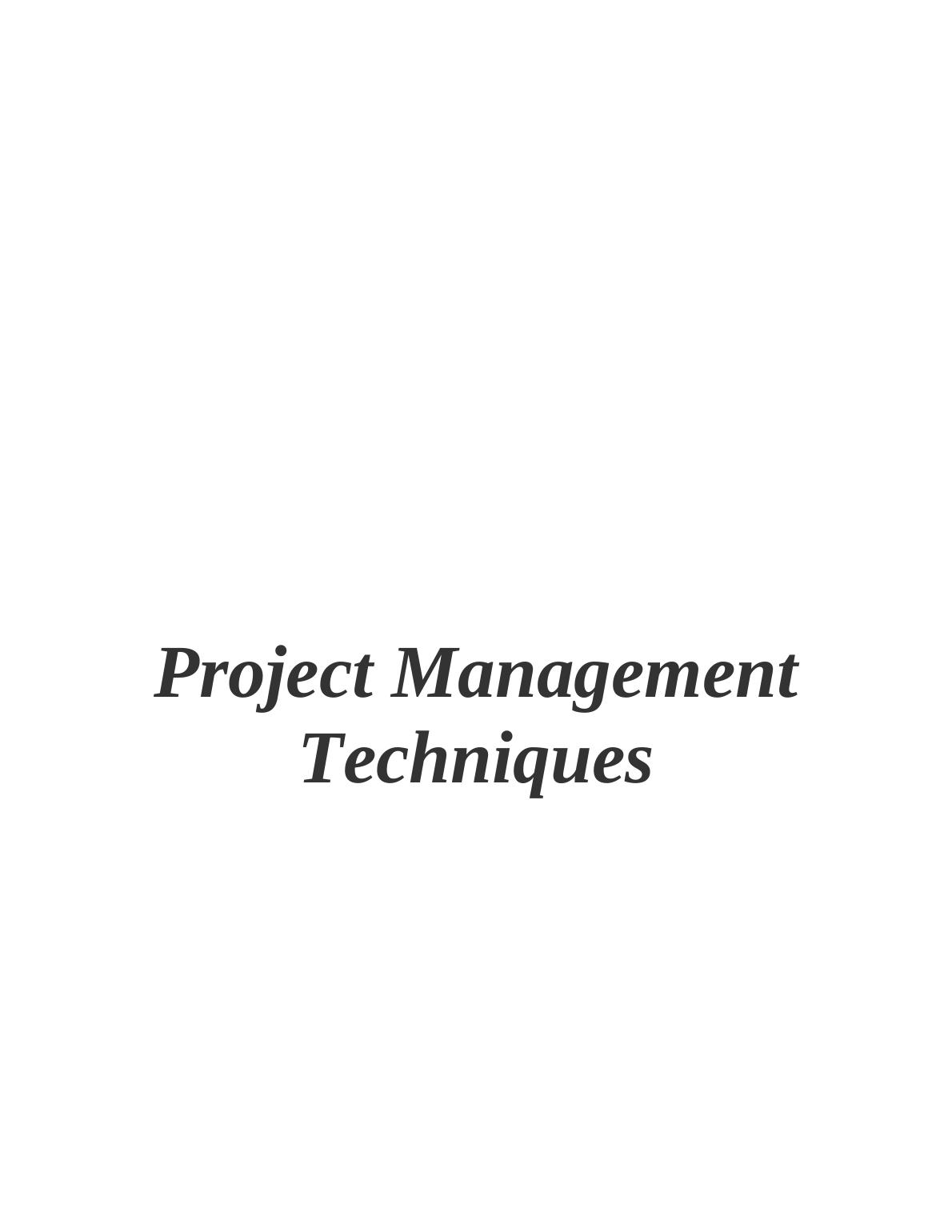 Project Management Techniques - Assignment_1