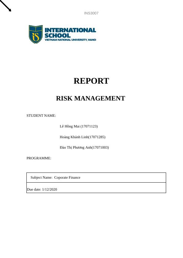 risk management assignment utem