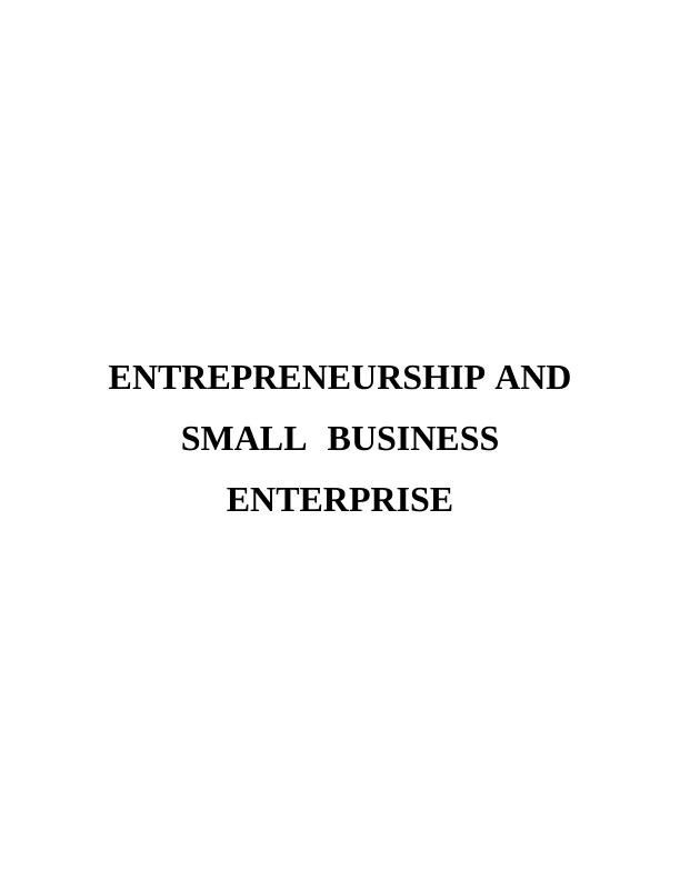 Entrepreneurship and Small Business Enterprises Essay_1