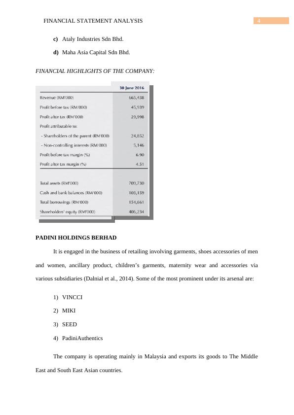Financial statement Analysis -  Sample Assignment_4