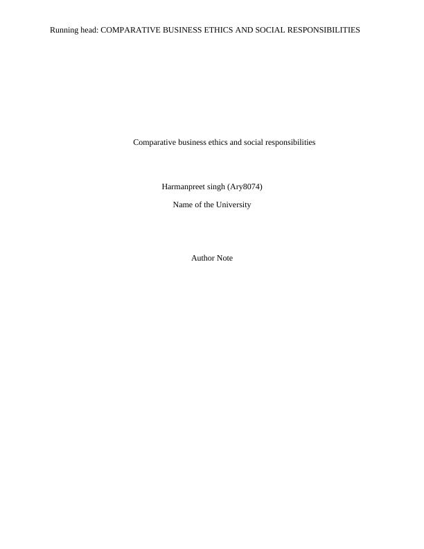 Comparative Business Ethics and Social Responsibilities_1