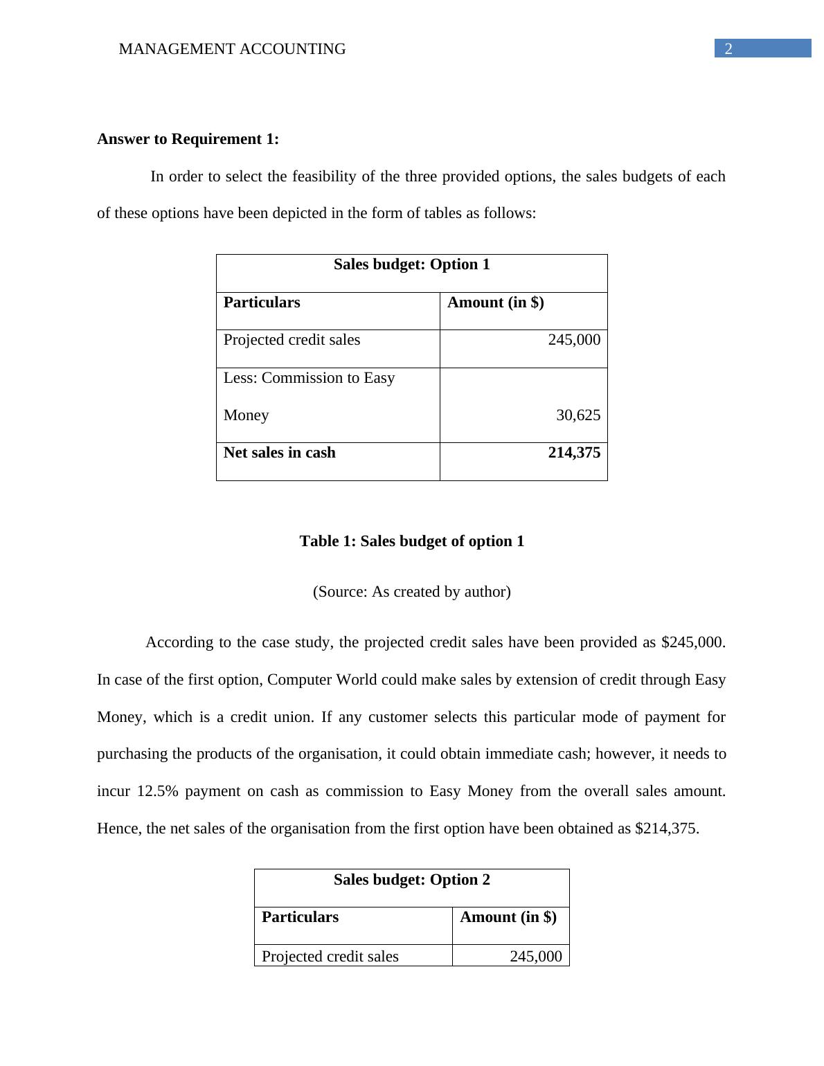 case study of management accounting