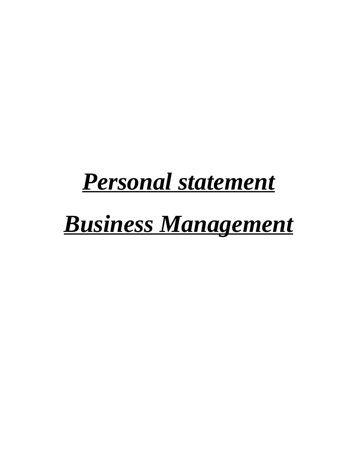 examples of personal statement for business management