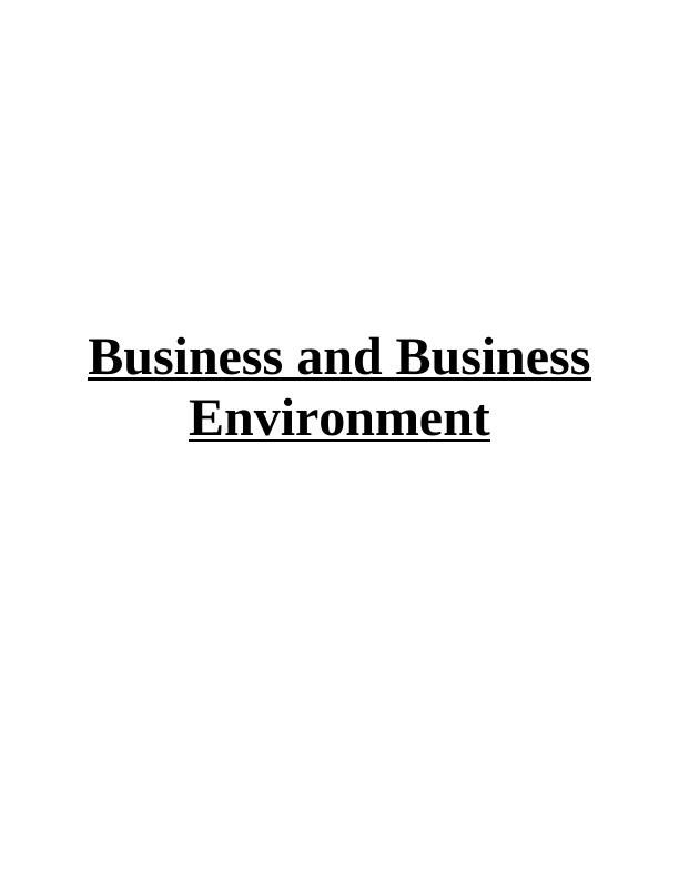 Business and Business Environment Assignment Solution - Sainsbury_1