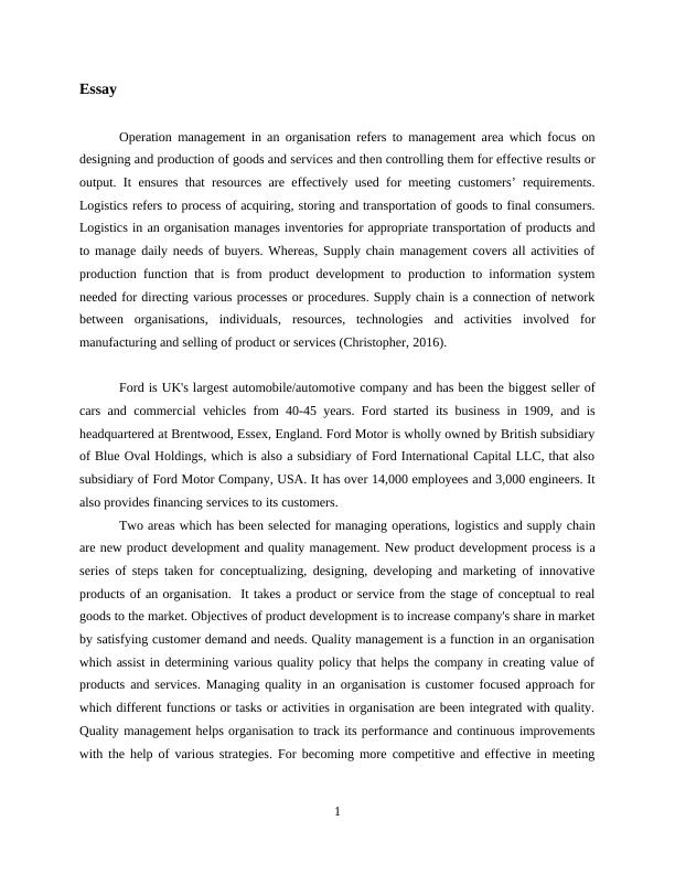 Understanding Operations, Logistics and Supply Chain Management Essay_3