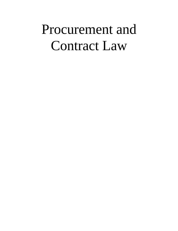 Procurement and Contract Law_1