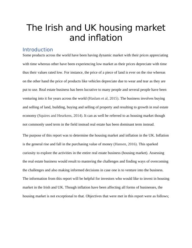The Irish and UK Housing Market and Inflation_1