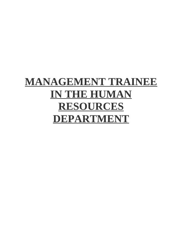 Management Trainee in HR Department Desklib