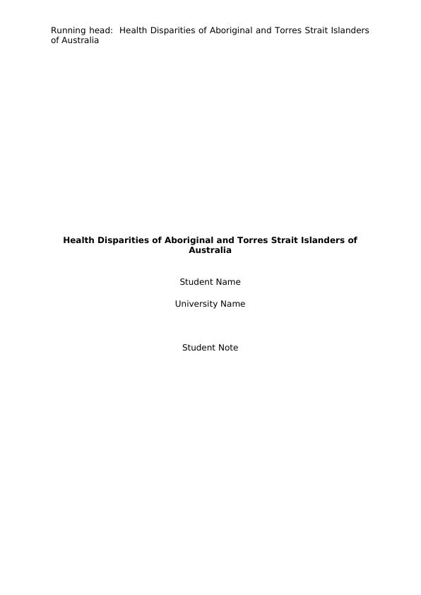 Assignment On Health Disparities Of Aboriginal Report_1
