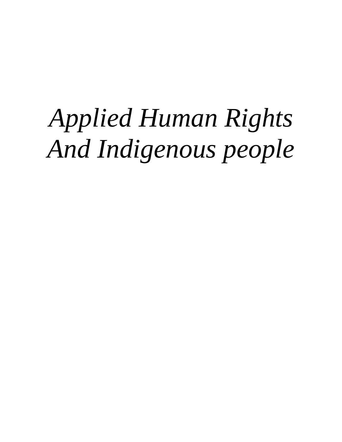 Applied Human Rights And Indigenous People - Doc_1