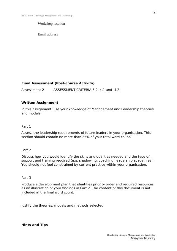 Strategic Management and Leadership  Assessment  2022_2