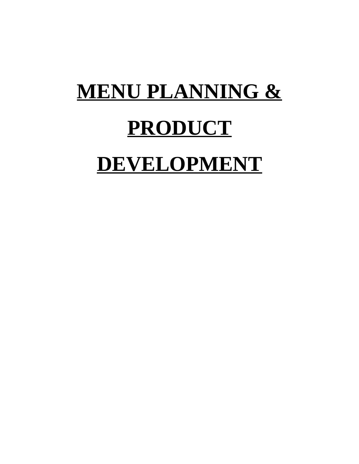 Menu Planning & Product Development Assignment - Chucs Restaurant & Cafe_1