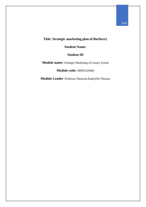 Strategic Marketing Plan of Burberry_1