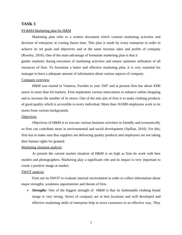 Marketing Essentials Report of H&M