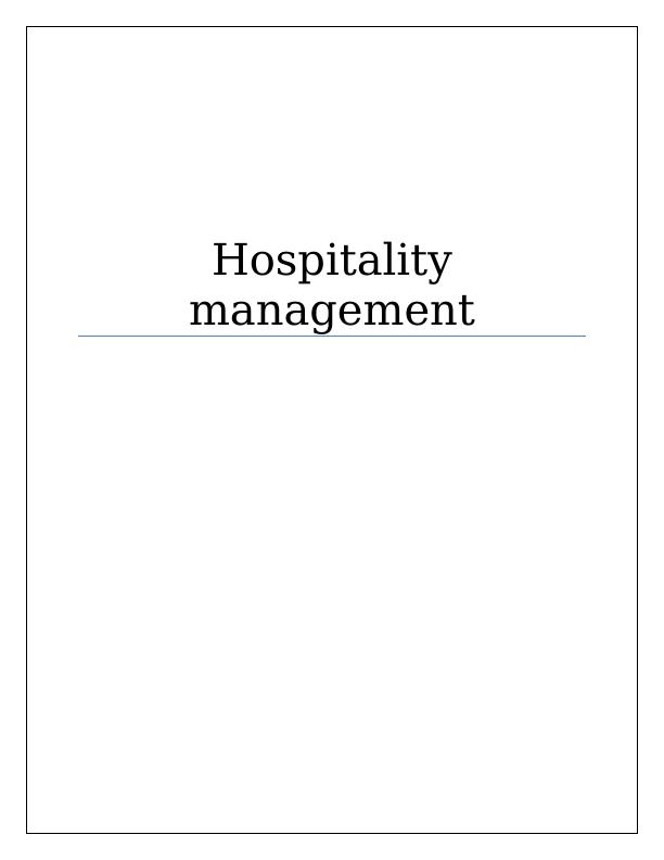 The Assignment on Hospitality Management_1