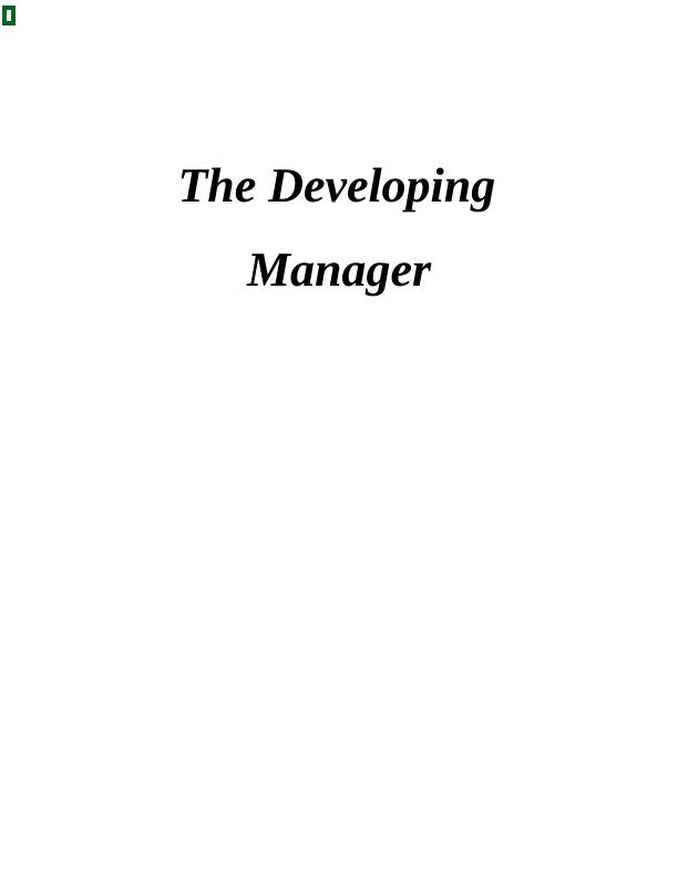 Assignment on The Developing Manager (Doc)_1