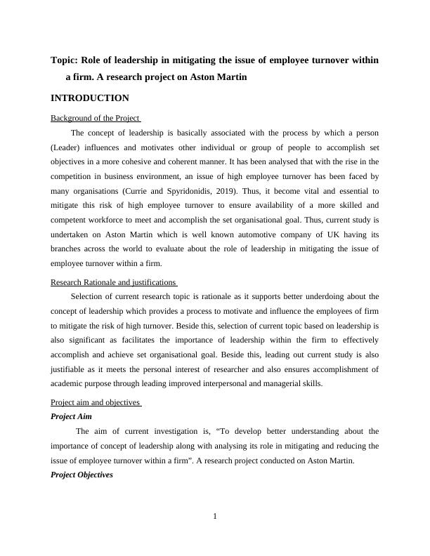 Role of Leadership in Mitigating Employee Turnover: A Research Project on Aston Martin_4