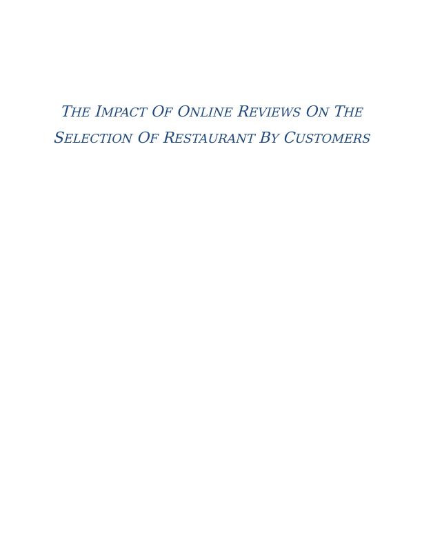 Online Review on Selection of Restaurants- Research_1