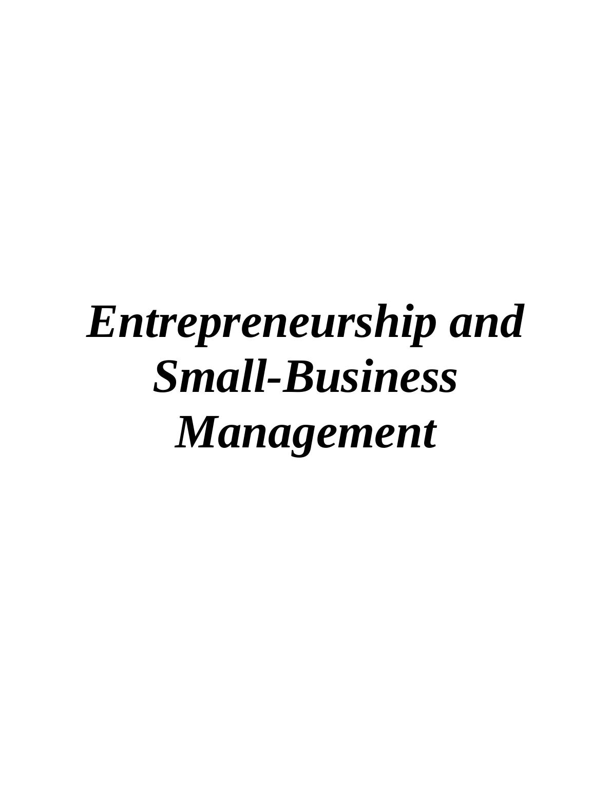 entrepreneurship and business management assignment