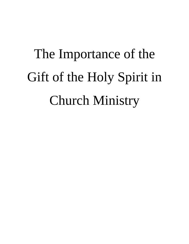Essay on The Importance of the Gift of the Holy Spirit_1