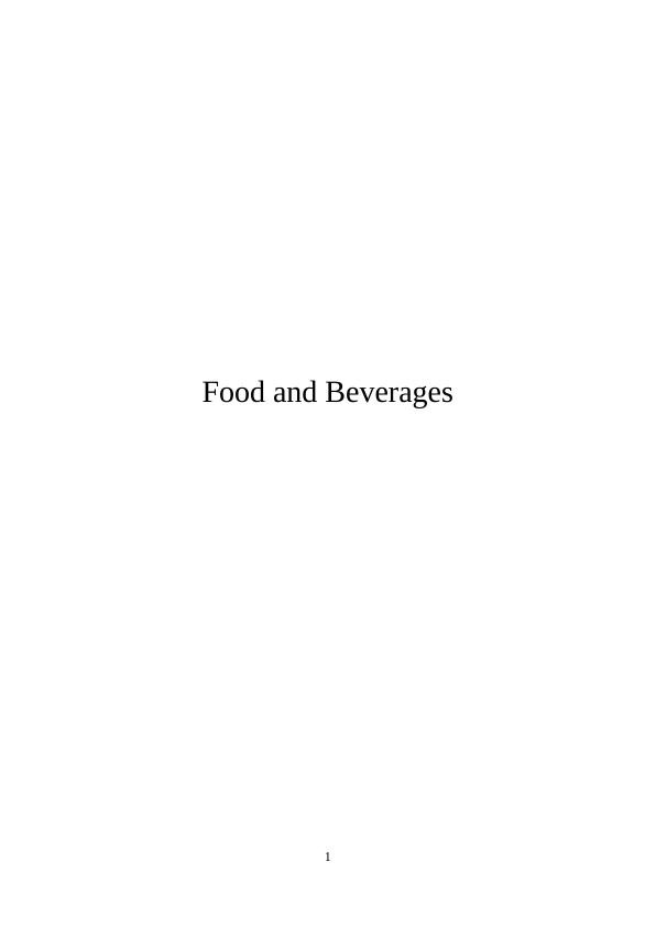 Food and Beverages in Hospitality Sector- Research_1