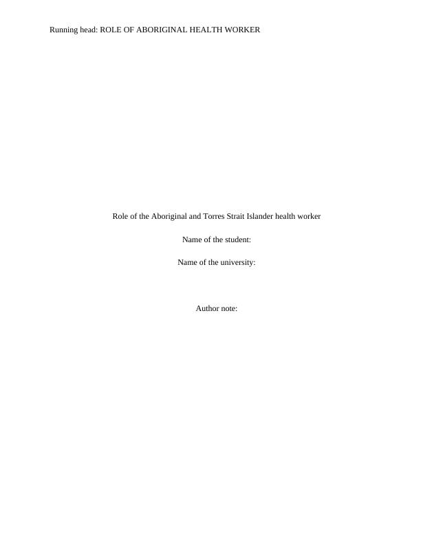 Role of Aboriginal Health Workers and Liaison Officers_1