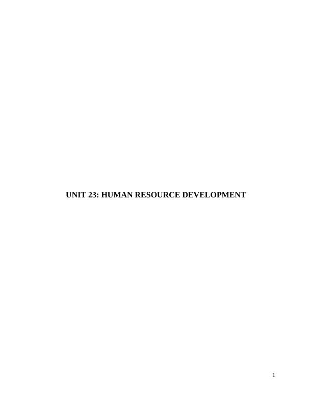 UNIT 23: Human Resource Development Report_1