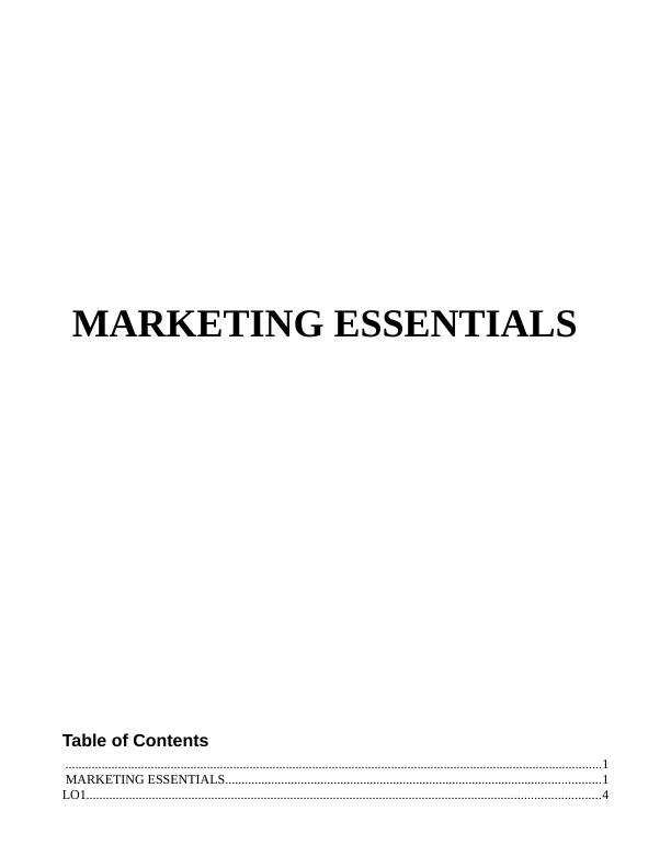 Marketing Essentials Assignment: Cadbury Plc_1