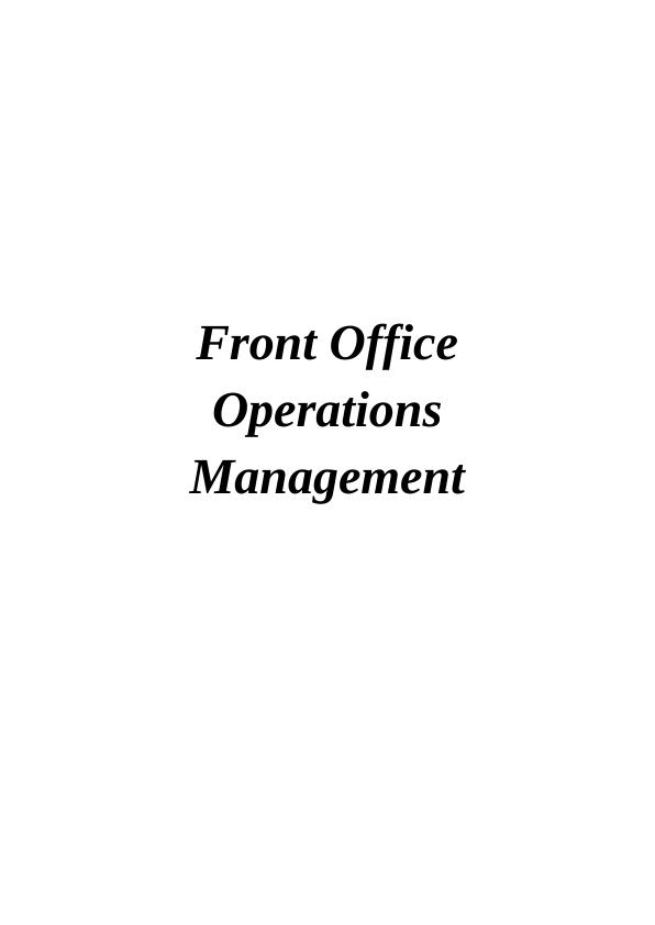 Front Office Operations Management