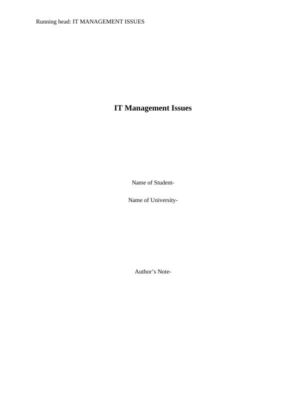 (Solution) IT Management Issues: PDF_1