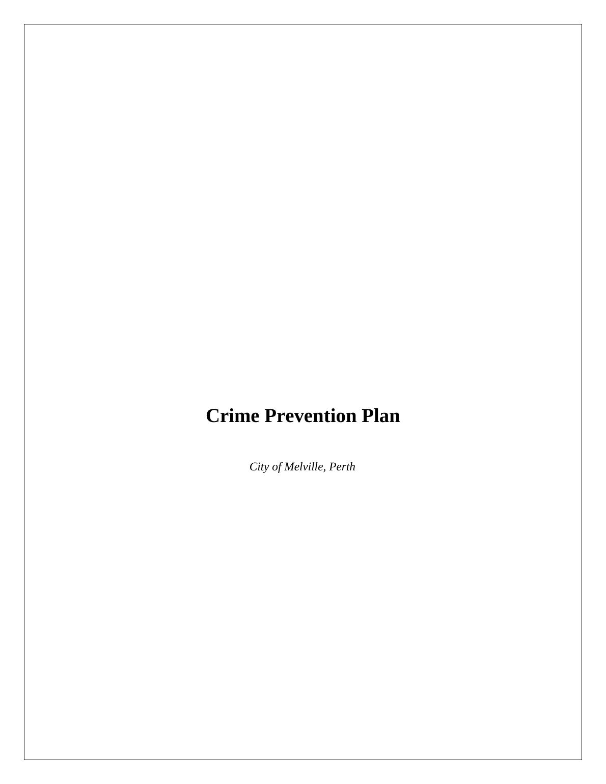 Crime Prevention Plan for City of Melville, Perth - Desklib