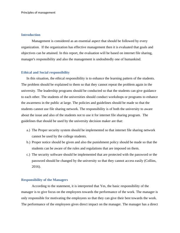 MGT1101 Introduction To Principles Of Management