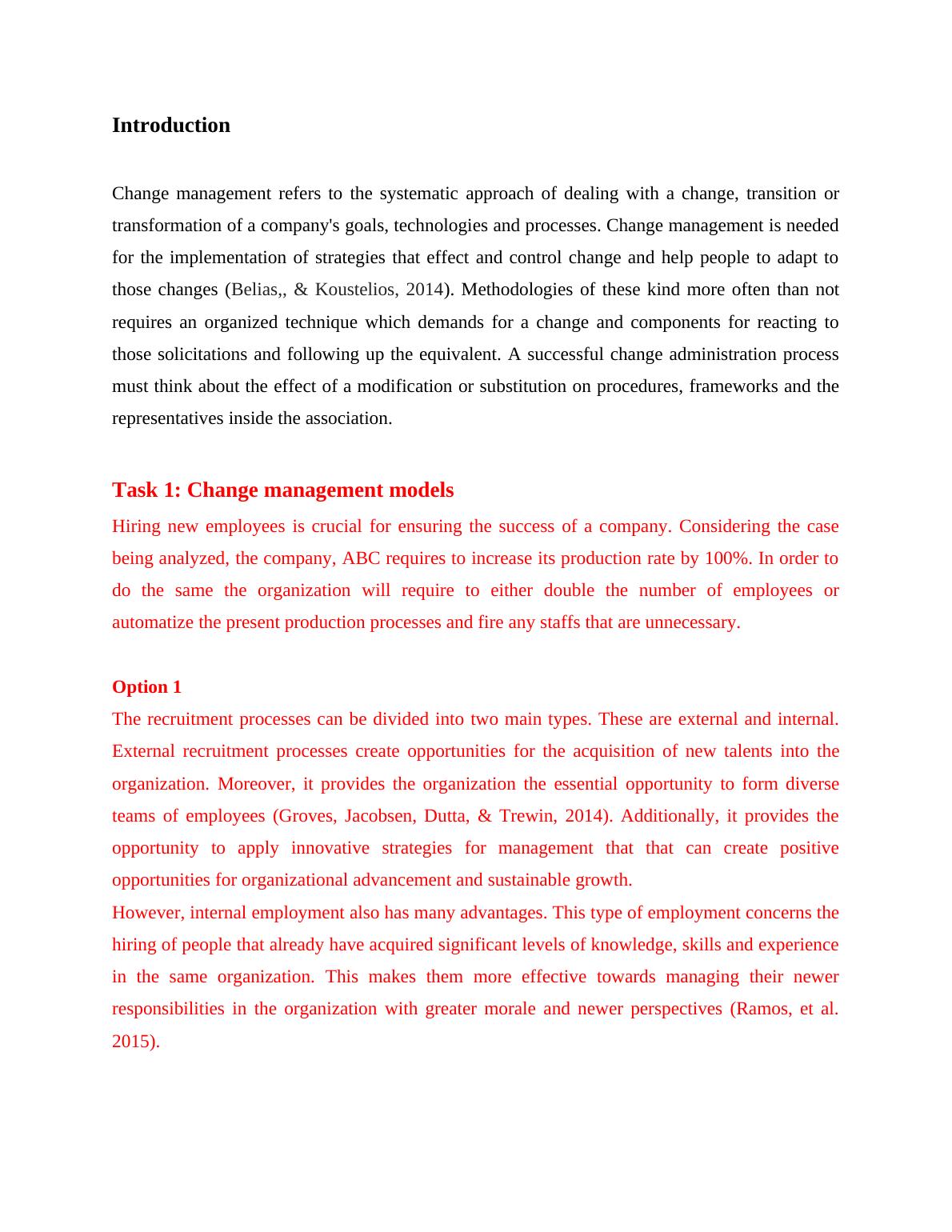 introduction for change management assignment