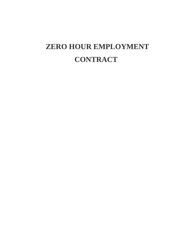 Zero Hour Contracts between Employer and Employee_1