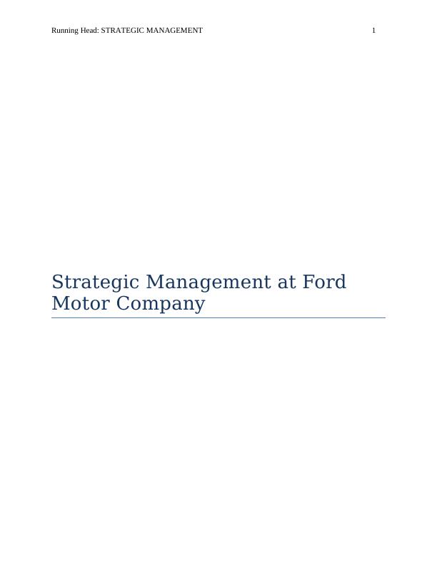 Strategic Management at Ford Motor Company_1