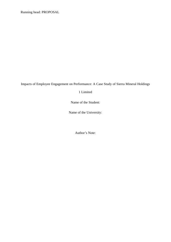 Impacts of Employee Engagement on Performance: A Case Study of Sierra Mineral Holdings 1 Limited_1