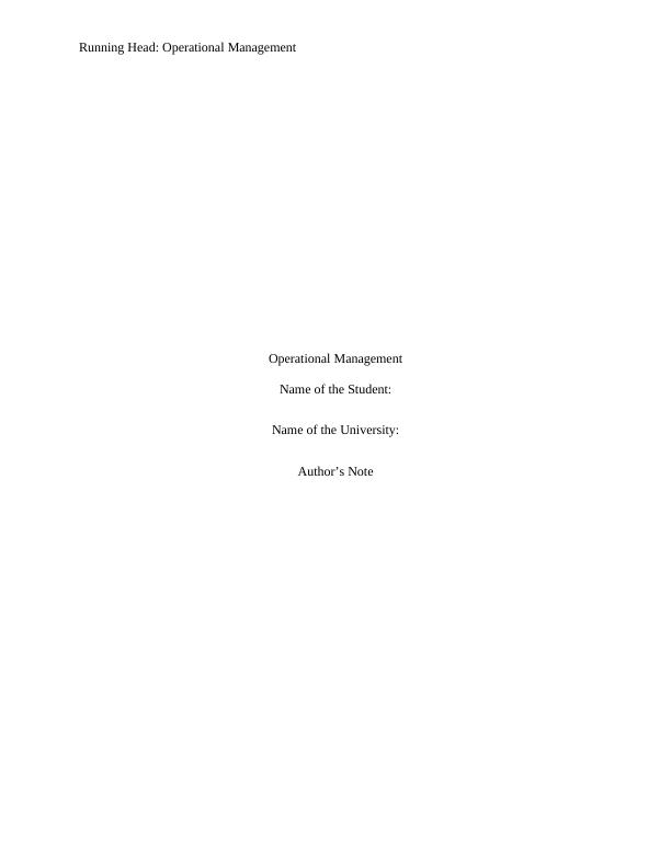 Operational Management Analysis Reports_1